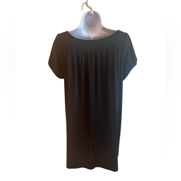 Tiana B Short Sleeve Flowy Midi Dress Size XL Black Round Neck Button Detail - Picture 5 of 11